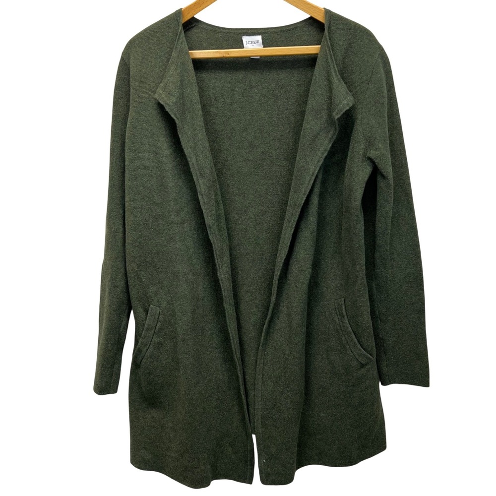 J Crew Vanessa Open Front Sweater Jacket Blazer Olive Green Women's S Pockets